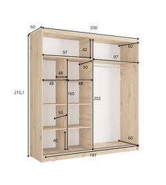 Kleiderschrank ALUNA 11 – mit Spiegel, Regalen & Kleiderstange (205×215×62 cm)