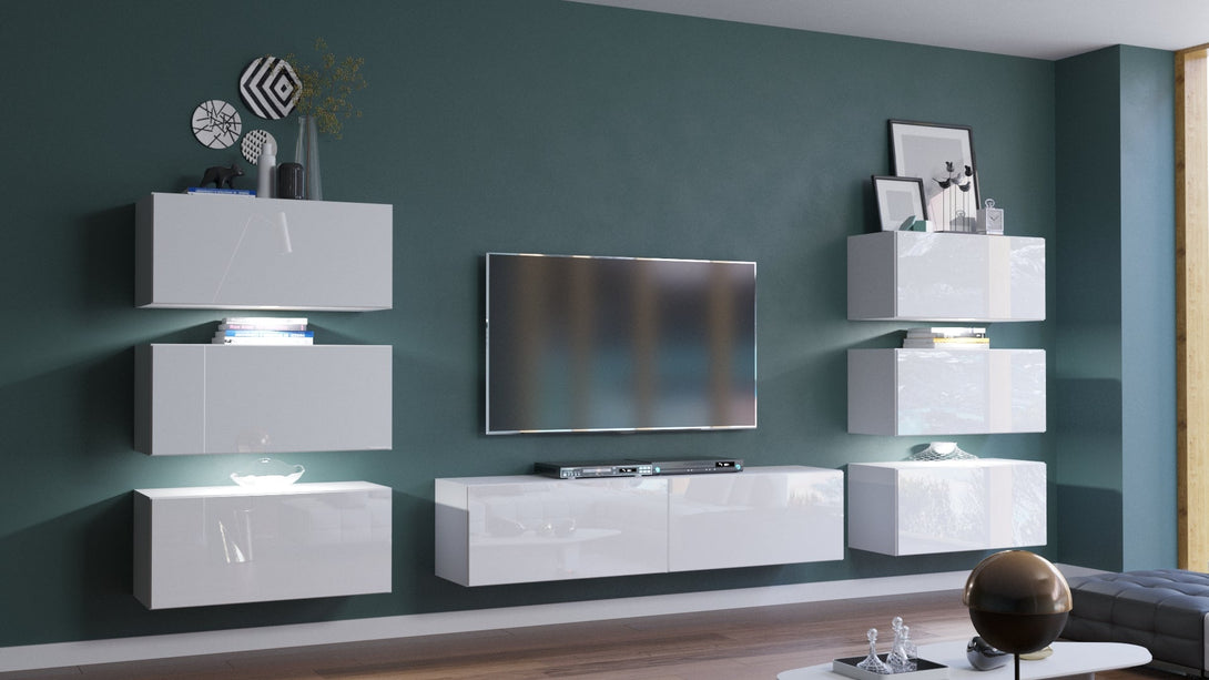Henri N72 - Hochwertige Wohnwand: Premium Material für dein Wohnzimmer - (Komplett Set, 8-St., Premium Wohnwand) - Milaros Markt