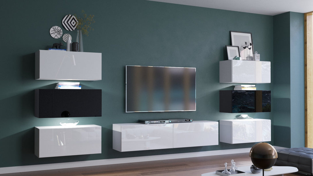 Henri N72 - Hochwertige Wohnwand: Premium Material für dein Wohnzimmer - (Komplett Set, 8-St., Premium Wohnwand) - Milaros Markt