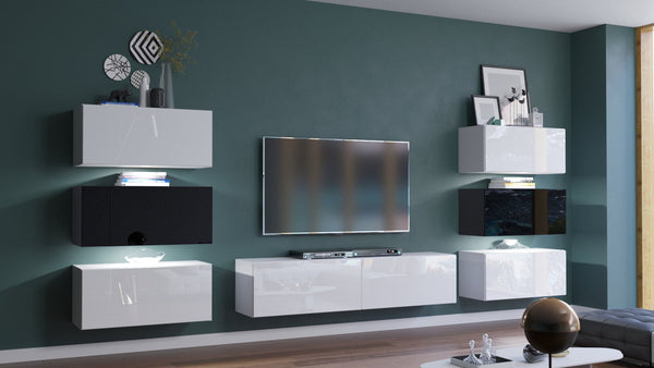 Henri N72 - Hochwertige Wohnwand: Premium Material für dein Wohnzimmer - (Komplett Set, 8-St., Premium Wohnwand) - Milaros Markt