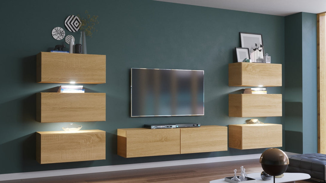 Henri N72 - Hochwertige Wohnwand: Premium Material für dein Wohnzimmer - (Komplett Set, 8-St., Premium Wohnwand) - Milaros Markt