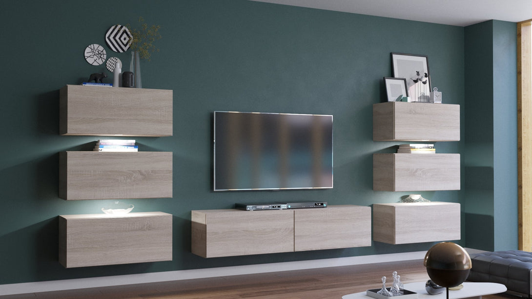 Henri N72 - Hochwertige Wohnwand: Premium Material für dein Wohnzimmer - (Komplett Set, 8-St., Premium Wohnwand) - Milaros Markt