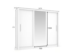 Schiebetürenschrank BAKU 13 – großer Kleiderschrank mit Spiegel & Stauraum (247,8×215×61,6 cm)
