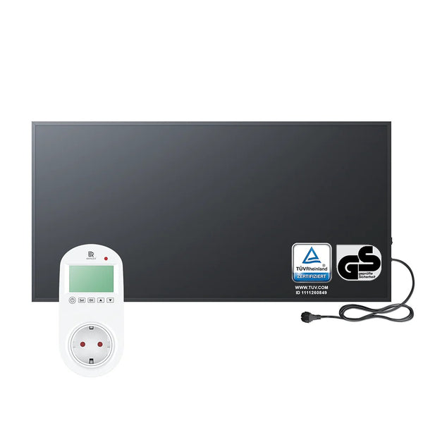 Bringer® Infrarotheizung, Steck-Thermostat programmierbar, 1200 Watt, Schwarz.
