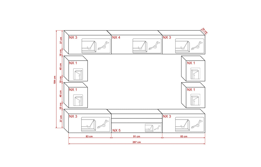 Wohnwand Zeitgemäßes Design in Premium-Qualität - Milaros Markt