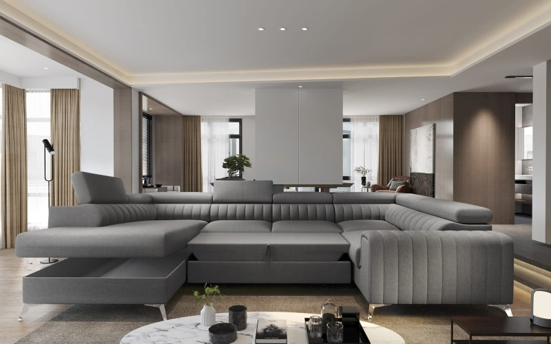 Ecksofa -  LOUIS - Stromlinienförmiges Design mit verstellbaren Rückenlehnen. - Milaros Markt