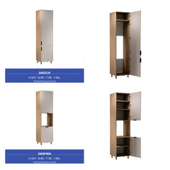 Küchenzeile 515 cm Einbauküche Küche ohne Arbeitsplatte Küchenmöbel , Sorento KS6-M515 , Beige/Sonoma Eiche