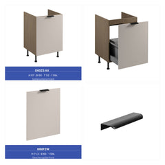 Küchenzeile 420 cm Küchenblock Einbauküche Ohne Arbeitsplatte , Sorento KS7-M420 , Beige/Dunkle Eiche