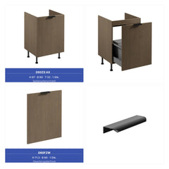 Küchenzeile 420 cm Küchenblock Einbauküche Ohne Arbeitsplatte , Sorento KS7-M420 , Dunkle Eiche