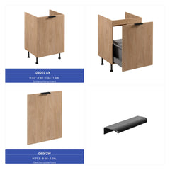 Küchenzeile 420 cm Küchenblock Einbauküche Ohne Arbeitsplatte , Sorento KS7-M420 , Sonoma Eiche