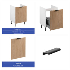 Winkelküche 345 x 285 cm Ohne Arbeitsplatte Eckküche Einbauküche , Sorento KS12-M345 , Sonoma Eiche/Weiß