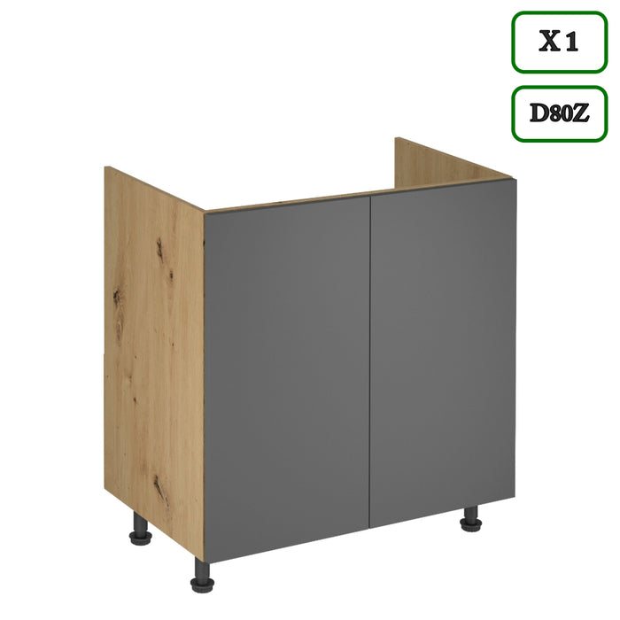 Spülschrank D80Z- Langen - Grau / Matt