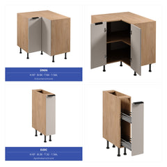 Winkelküche 385 x 285 cm Ohne Arbeitsplatte Eckküche Einbauküche , Sorento KS11-M385 , Beige/Sonoma Eiche