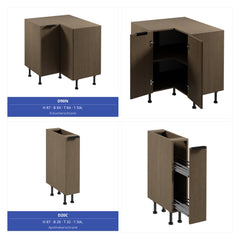 Winkelküche 385 x 285 cm Ohne Arbeitsplatte Eckküche Einbauküche , Sorento KS11-M385 , Dunkle Eiche