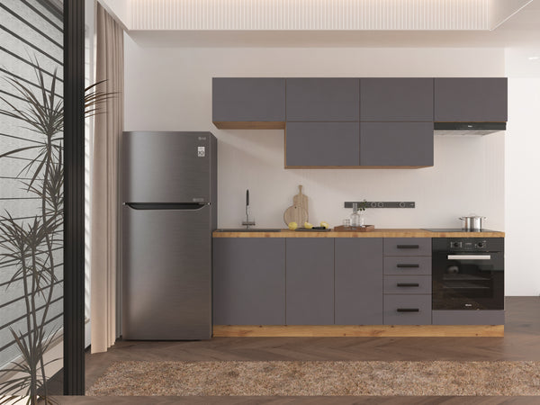 Küchenzeile - Langen KL2-M240 - Grau/ Matt