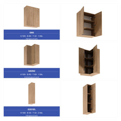 Winkelküche 405 x 205 cm Viel Stauraum Küchenzeile Küchenblock Ohne E-Geräten Einbauküche, Sorento KS5-M405 Sonoma Eiche