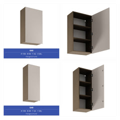 Küchenzeile 400 cm Küchenblock Einbauküche Ohne Arbeitsplatte , Sorento KS9-M400 , Beige/Dunkle Eiche