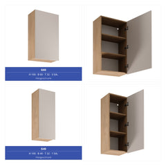 Küchenzeile 400 cm Küchenblock Einbauküche Ohne Arbeitsplatte , Sorento KS9-M400 , Beige/Sonoma Eiche