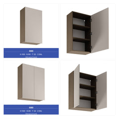 Winkelküche 385 x 285 cm Ohne Arbeitsplatte Eckküche Einbauküche , Sorento KS11-M385 , Beige/Dunkle Eiche