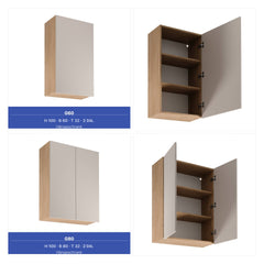 Winkelküche 385 x 285 cm Ohne Arbeitsplatte Eckküche Einbauküche , Sorento KS11-M385 , Beige/Sonoma Eiche