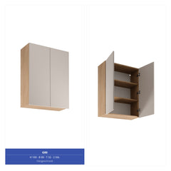 Winkelküche 265 x 225 cm Eckküche Ohne Arbeitsplatte Einbauküche L küche , Sorento KS15-M265 , Beige / Sonoma Eiche