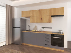 Küchenzeile - Langen KL2-M240 - Grau/Artisan Eiche