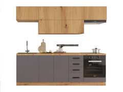 Küchenzeile - Langen KL2-M240 - Grau/Artisan Eiche