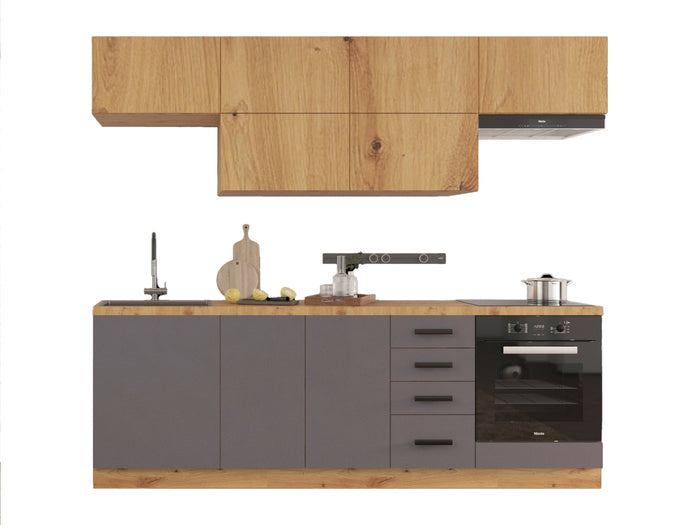 Küchenzeile - Langen KL2-M240 - Grau/Artisan Eiche