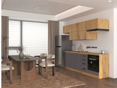 Küchenzeile - Langen KL2-M240 - Grau/Artisan Eiche