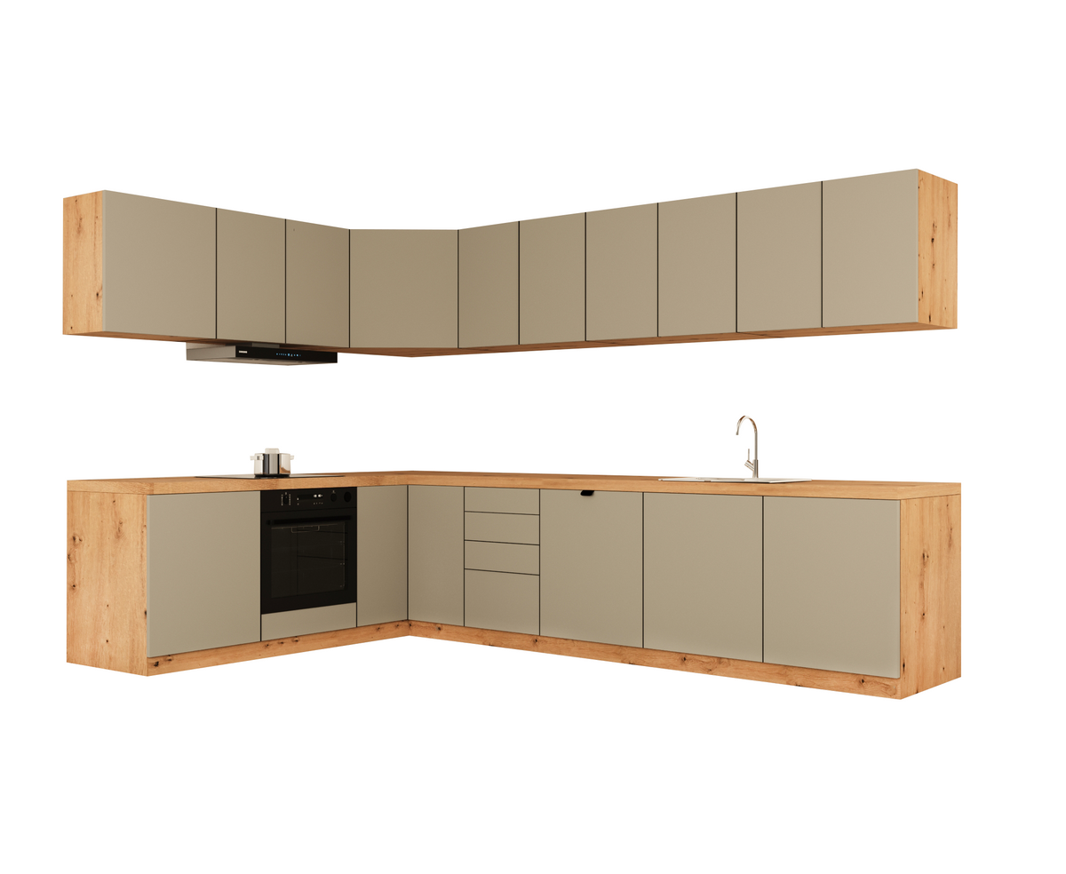 Winkelküche - Langen KL24-M300- Beige/ Matt