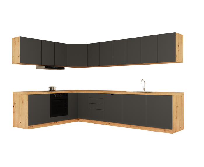 Winkelküche - Langen KL24-M300- Grau/ Matt