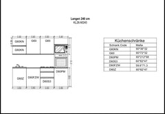 Küchenzeile - Langen KL26-M240 - Grau / Matt