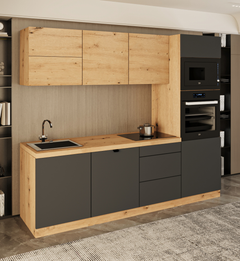 Küchenzeile - Langen KL26-M240 - Grau / Artisan Eiche