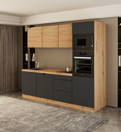 Küchenzeile - Langen KL26-M240 - Grau / Artisan Eiche