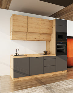 Küchenzeile - Langen KL27-M240 - Grau / Artisan Eiche