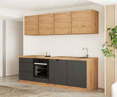 Küchenzeile - Langen KL28-M240 - Grau / Artisan Eiche
