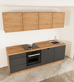 Küchenzeile - Langen KL28-M240 - Grau / Artisan Eiche