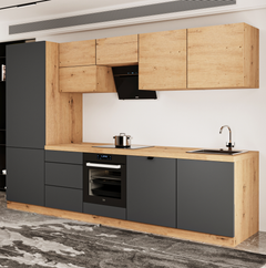 Küchenzeile - Langen KL29-M300 - Grau / Artisan Eiche