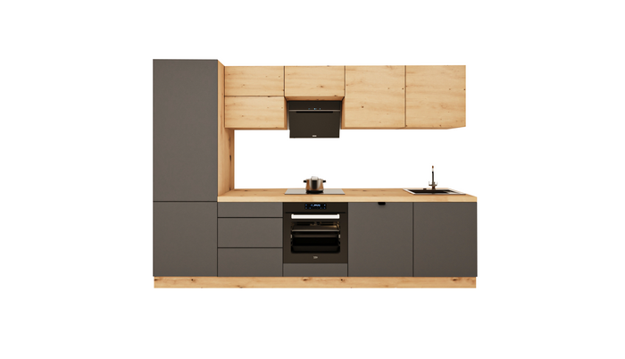 Küchenzeile - Langen KL29-M300 - Grau / Artisan Eiche