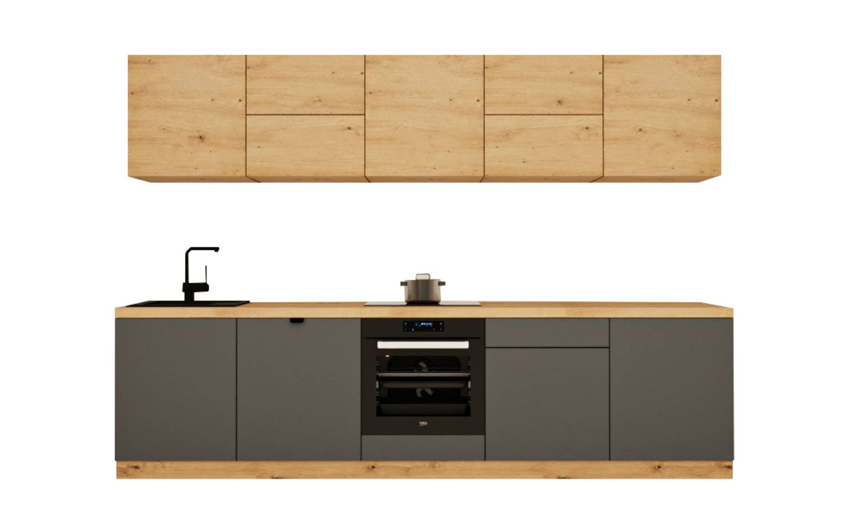 Küchenzeile - Langen KL30-M300 - Grau / Artisan Eiche