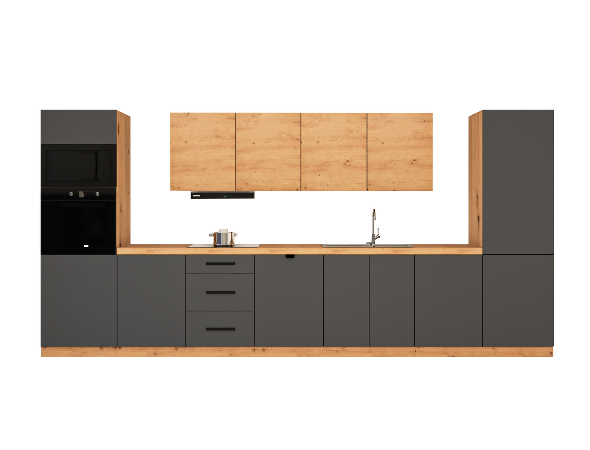 Küchenzeile - Langen KL7-M440 - Grau / Artisan Eiche