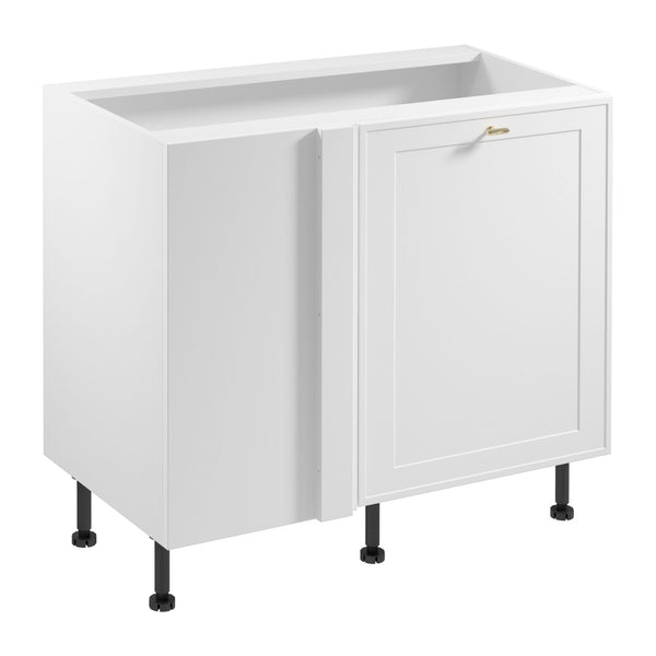 Eckunterschrank D100N R/L - Sorento Weiß - Der Eckunterschrank nutzt schwer zugängliche Ecken effizient aus.