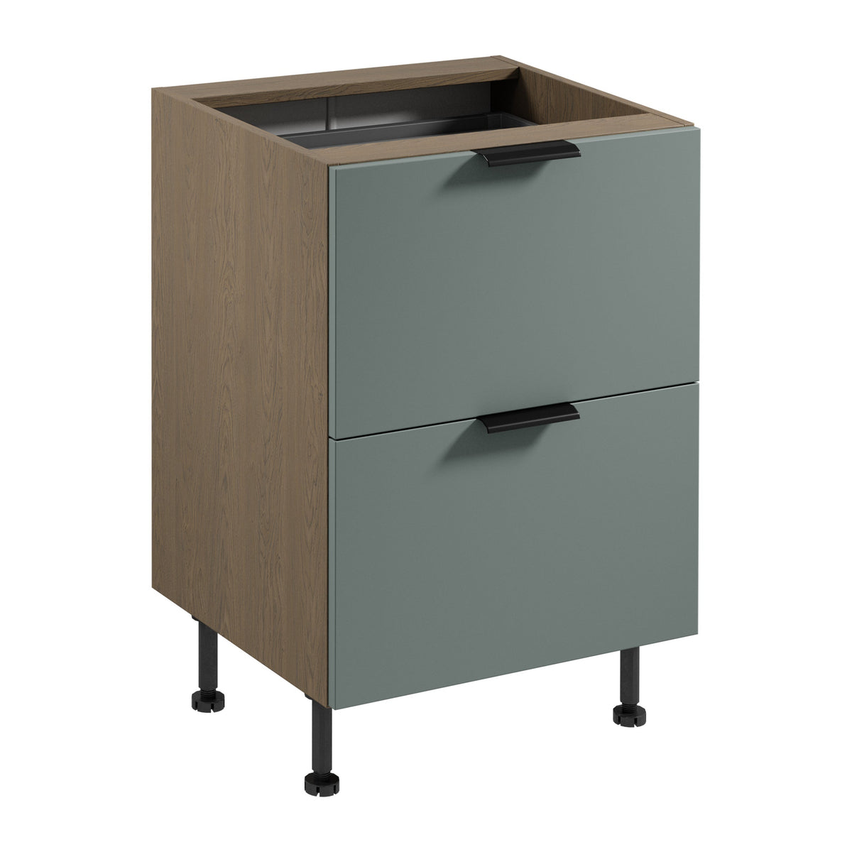 Unterschrank D60S2+1 AX - Sorento Grün - Grün/Eiche