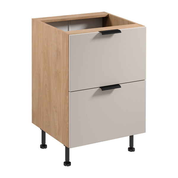 Unterschrank D60S2 AX - Sorento Beige Sonoma Eiche -  ideal für kleine Küchen.