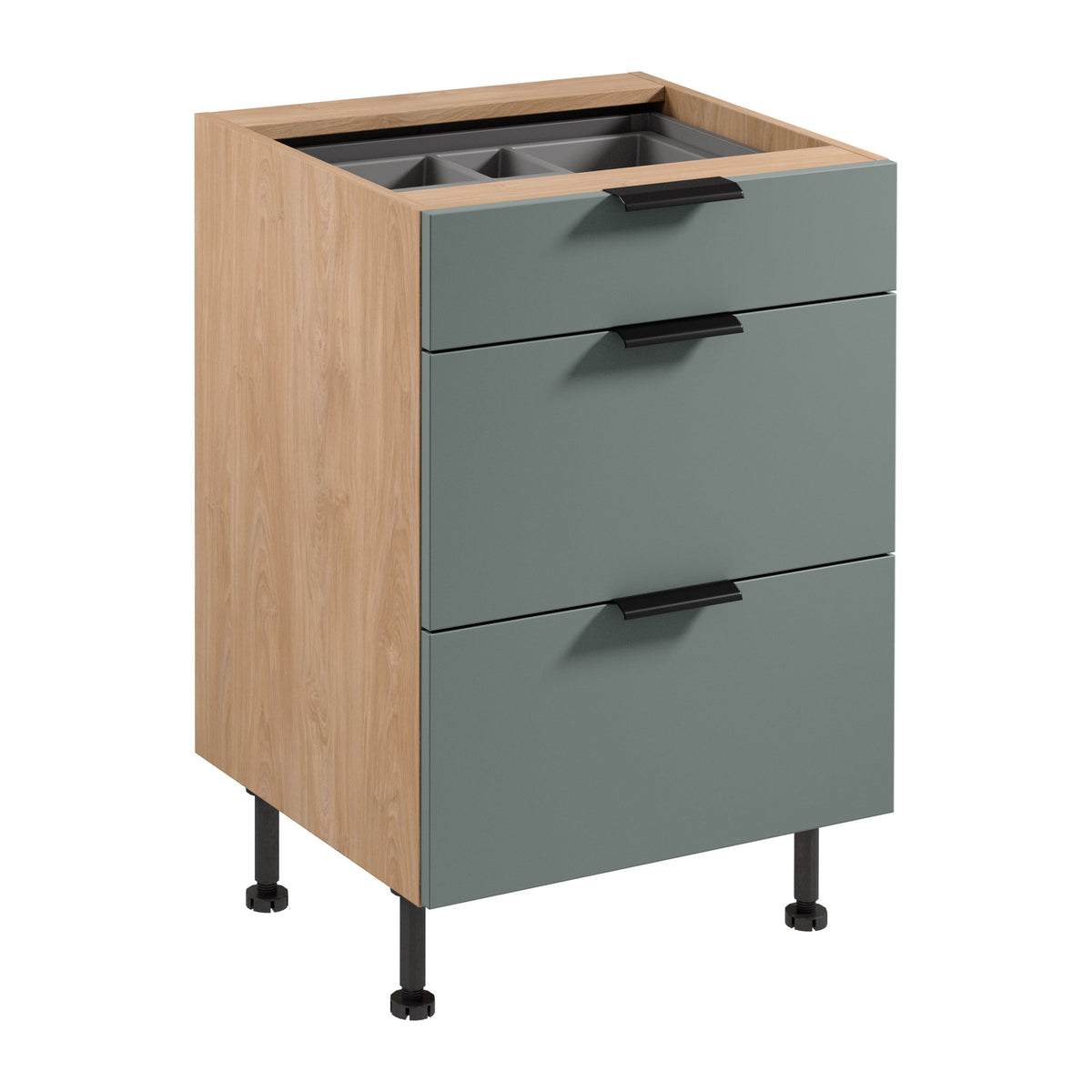 Unterschrank D60S3 AX - Sorento Grün Sonoma Eiche -  Grün/Sonoma Eiche