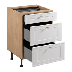 Unterschrank D60S3 AX - Sorento - Weiß / Sonoma Eiche