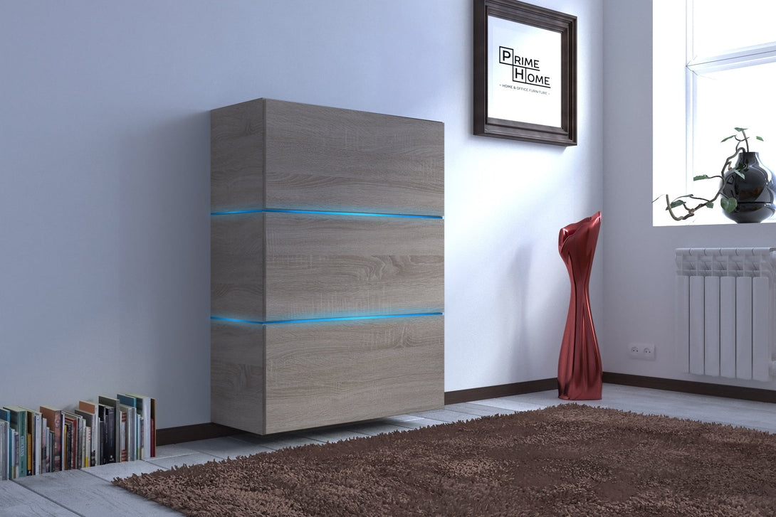 Hochkommode Moderne Kommode Harmony K12 mit RGB-Beleuchtung (Premium Kommode, Premium-Qualität für zeitlose Eleganz) - Milaros Markt