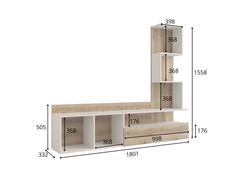 Wohnzimmer-Set LAVORA – 2-teilig mit Wohnwand und Couchtisch – wahlweise mit oder ohne Beleuchtung – Kaschmir Beige / Natural Eiche
