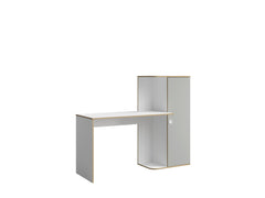 JUGENDZIMMER-SET PENORA – 4-teilig mit Bett 90×200 cm, Kleiderschrank, Schreibtisch und Kommode – Weiß / Grau New York