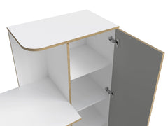 JUGENDZIMMER-SET PENORA – 4-teilig mit Bett 90×200 cm, Kleiderschrank, Schreibtisch und Kommode – Weiß / Grau New York